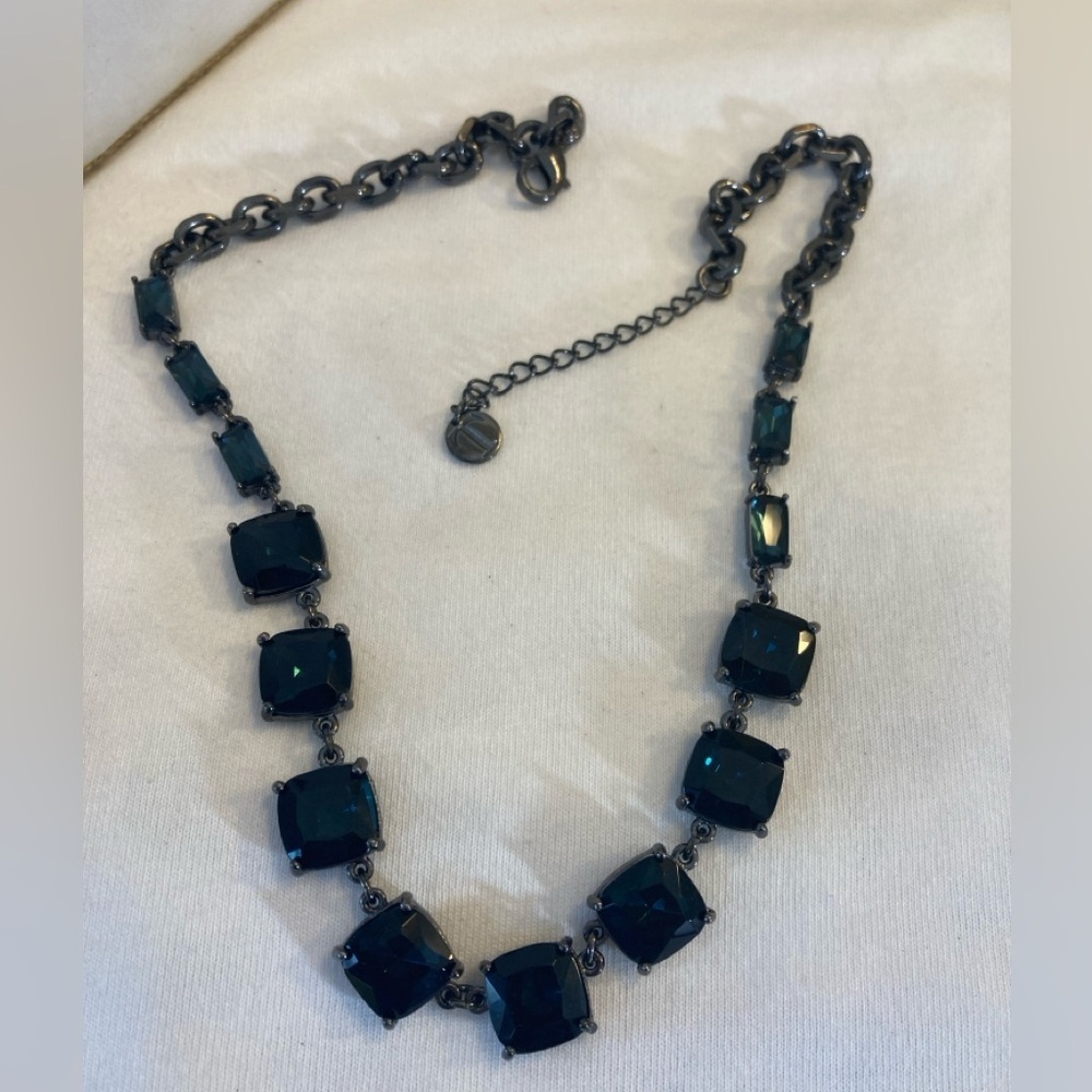 Talbots Gun Metal Necklace with Black Stones Necklace